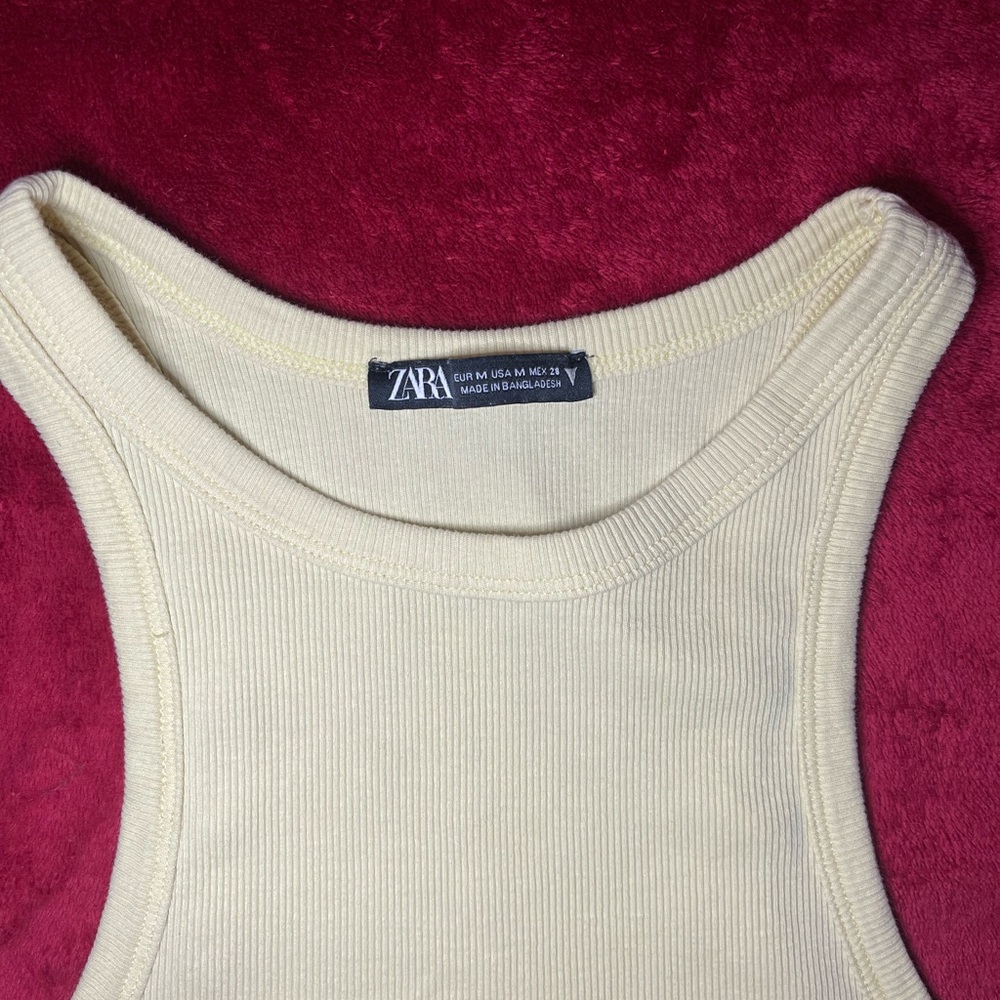 Zara Off-White Ribbed Tank Top - Picture 3 of 4